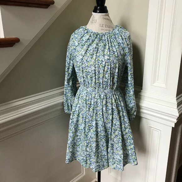 JCrew Palermo Liberty Print Mini Dress Womens Small Blue Green Floral Thorpe - Picture 4 of 12